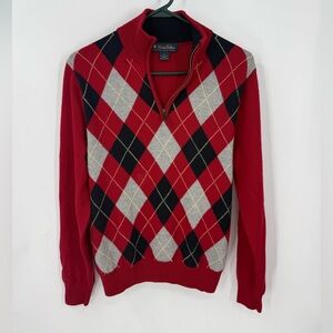 Brooks Brothers 100%merino wool  Red Argyle Sweater S unisex